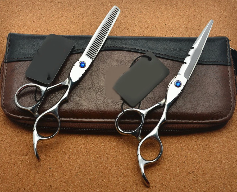 

Professional 6" Brand Blue Gem Hairdressing Scissors JP 440C 62HRC Barbers Cutting Scissors Thinning Shears Hair Scissor