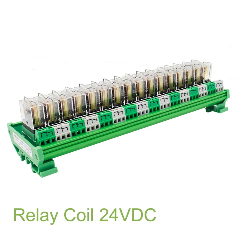 

16 Channel 1 SPDT DIN Rail Mount OMRON G2R 24V DC/AC Interface Relay Module