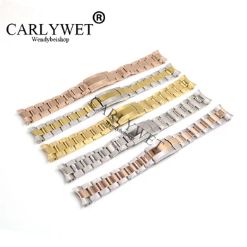 

CARLYWET 20mm 316L Stainless Steel Solid Curved End Screw Links Clasp Watch Band Strap Bracelet For GMT Submariner