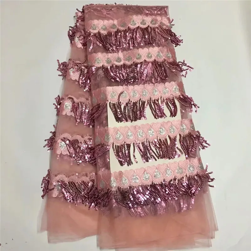 

Fashion African Lace Fabric High Quality African 3D Lace Fabric With Sequins For Nigerian Wedding Dress French Lace Fabric E1155