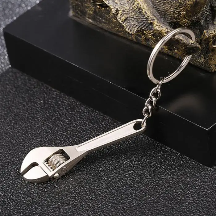 Mini Metal Adjustable Tool Wrench Spanner Key Chain Ring Keyring Gift SLC88