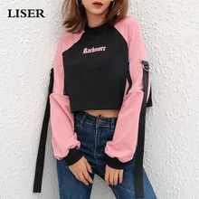 LISER Sweatshirt Blackpink Womens Clothing Long Sleeve Short Ribbon Tops Streetwear 2019 Spring Kpop Pullover LISER Sweatshirt Blackpink Womens Clothing Long Sleeve Short Ribbon Tops Streetwear 2019 Spring Kpop Pullover