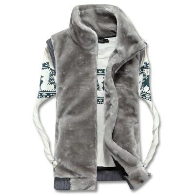 Bri 2021 New winter Autumn men Sleeveless Faux Fur Jacket for Men Fashion Warm Hooded Male Winter Vest Waistcoat Mens Vests 8