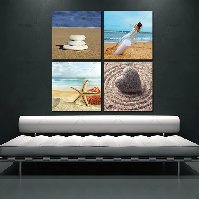 

canvas painting 4 Panels Modern Giclee Artwork Sea Beach Ocean Canvas Prints on Canvas Wall Art for Home Decorations Wall Decor