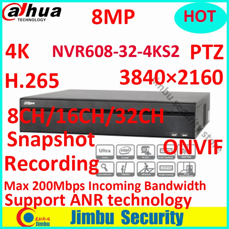 

Dahua 32 Channel Ultra 4K H.265 NVR608-32-4KS2 Network Video Recorde Intel Processor Up to 12MP Resolution Smart Tracking