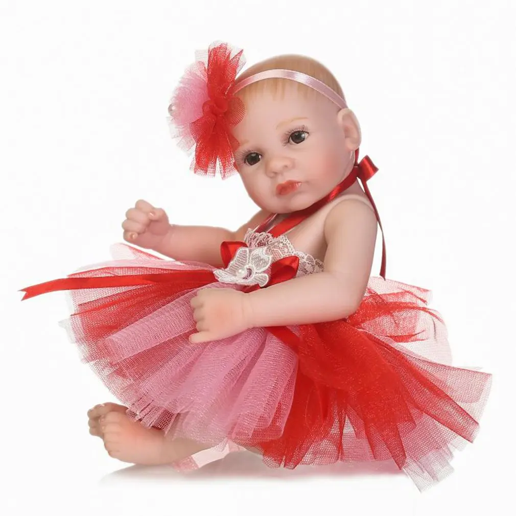 

26CM Reborn Girl Baby Doll Toys Red Dress/Sleeping Bag Smiley Silicone Doll Princess Toddler Babies Dolls Girl Play House Toy