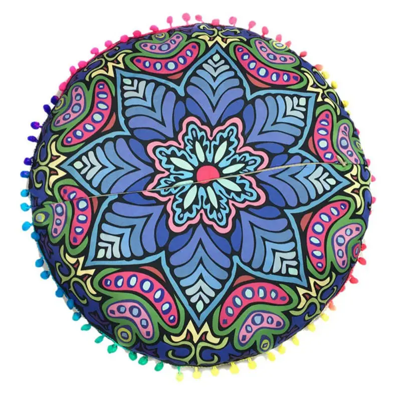 43*43CM Colorful Round Indian Mandala Floor Printed Pillows Cushions Pillows Case Textile Bohemian Pillow 