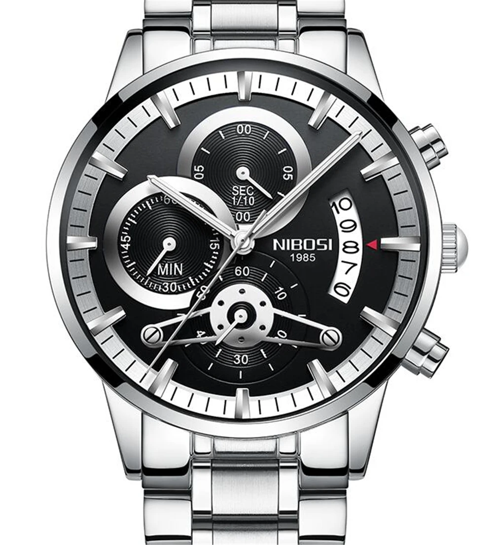 

NIBOSI Luxury Watch For Men Waterproof Analogue Watch Steel Mesh Quartz Wristwatch Simple Design Clock Relojes Hombre