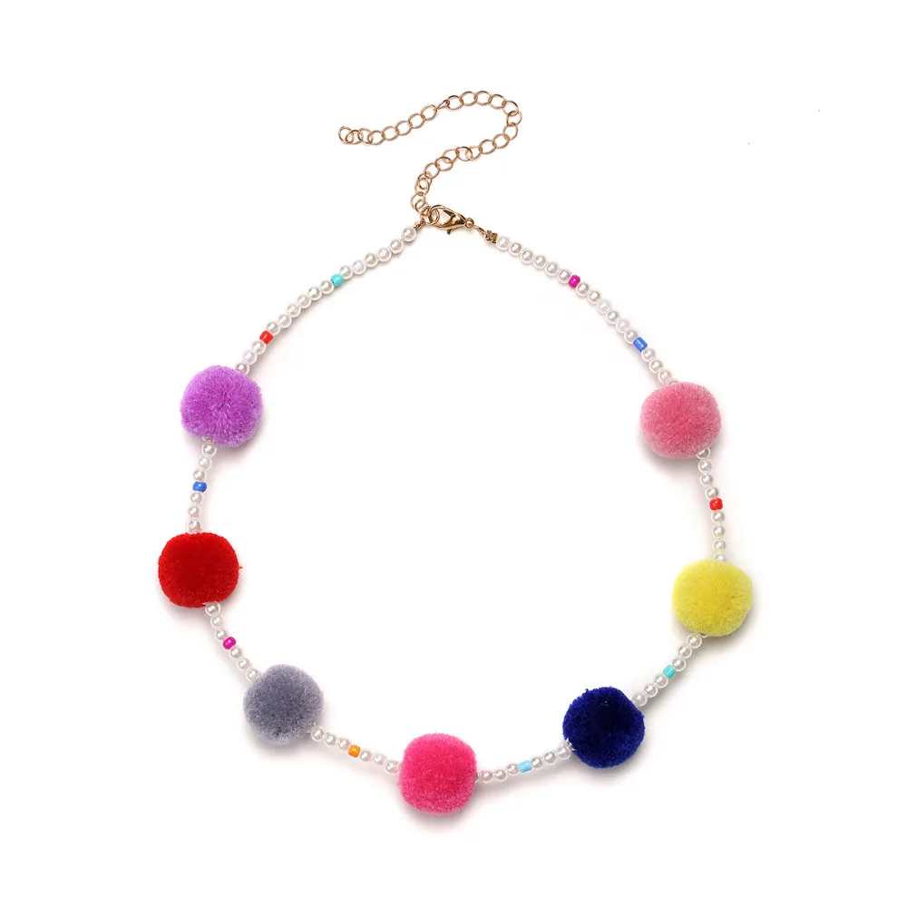 Ожерелье ручной работы с подвеской в виде шариков из плюша|necklace chokers|drop necklacependant