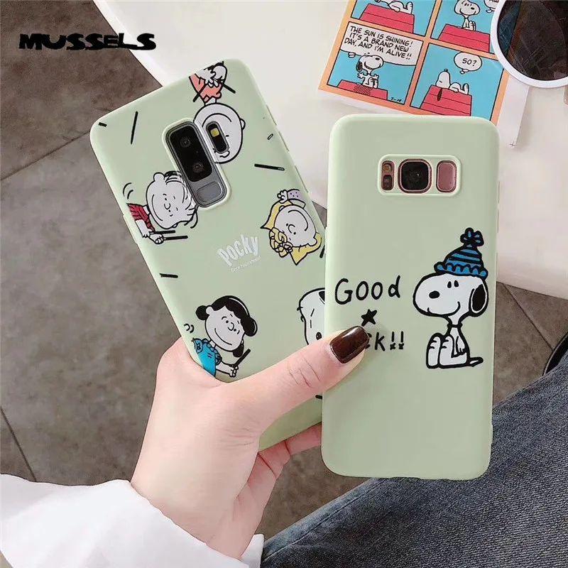 

MUSSELS Fashion Case For Samsung Galaxy S10 S10 Plus S8 S9 Plus Lovely Bear Cases For Samsung Note 9 8 Cartoon Peanuts Cover