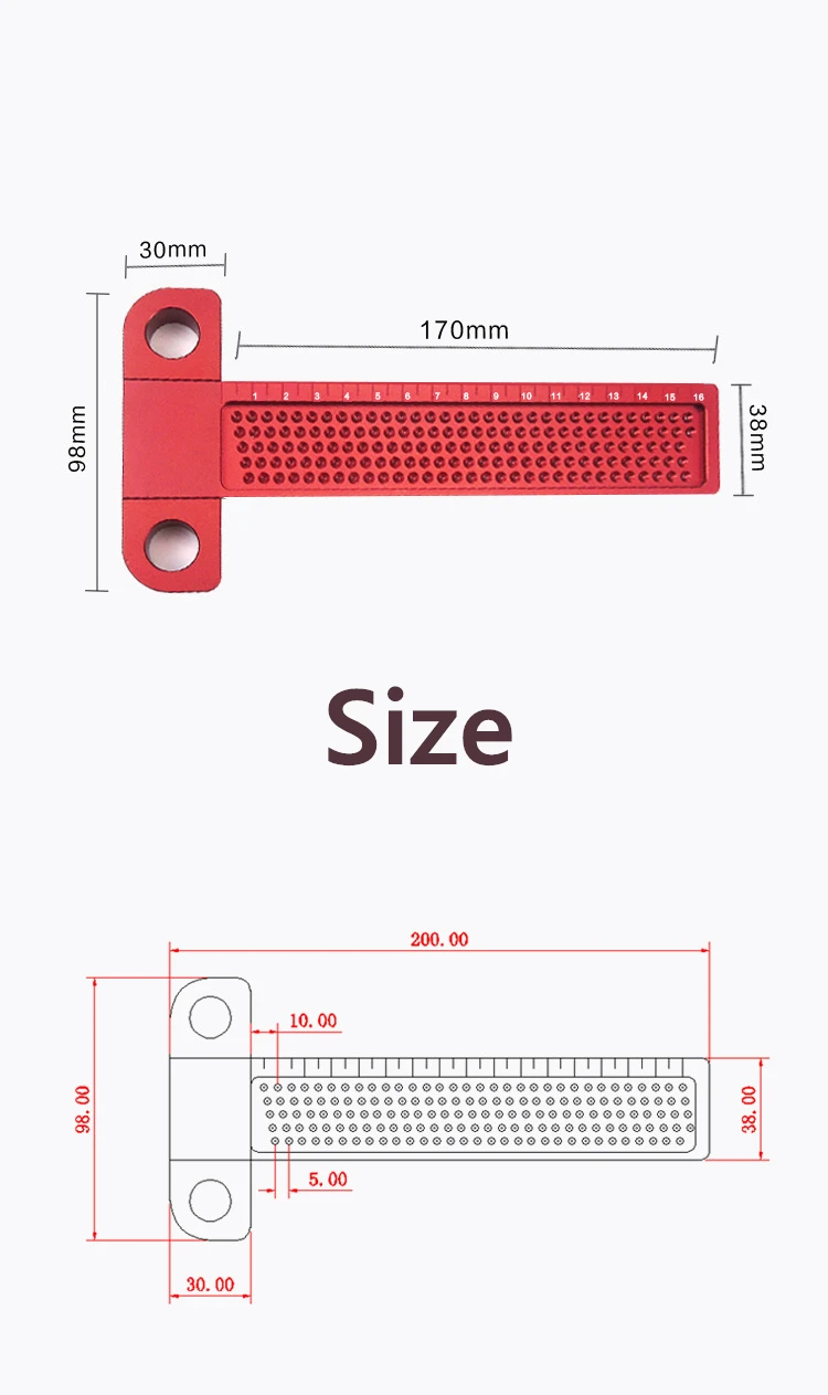 Деревообрабатывающая Т-линейка 160 мм отверстие позиционирования Скрещенные маркировочный Калибр алюминиевый сплав метрические Scriber измерительные инструменты плотника