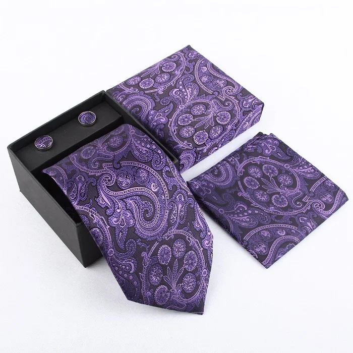 HOOYI шеи галстук набор для мужчин носовые платки Запонки Подарочная коробка - Цвет: 30