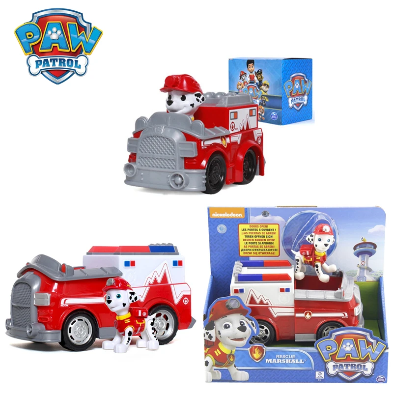 

Paw Patrol Marshall Patrol Cars Fire Truck Genuine Patrulla Canina PVC Doll Action Figure Model Toy Kids Birthday Gift Boys