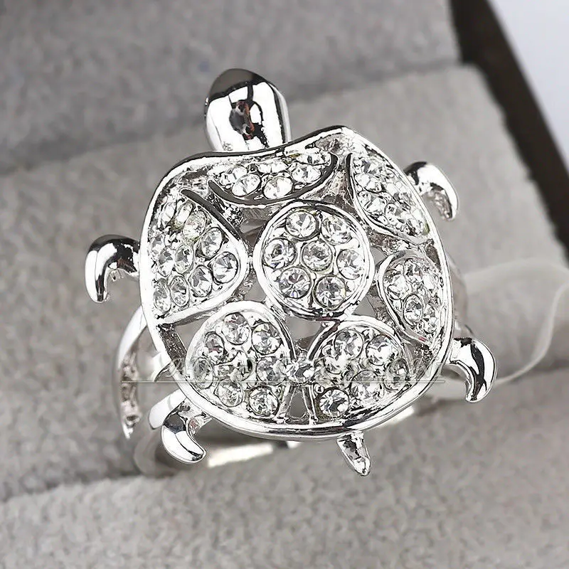 

shipping> >>>Fashion Charm Tortoise Ring 18KGP Crystal Size 6-9