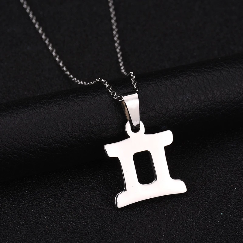 

Charm Jewelry Never Fade Stainless Steel 3 Colors Zodiac Sign Pendant Necklace Gemini Name Necklace For Birthday Gift Bijoux