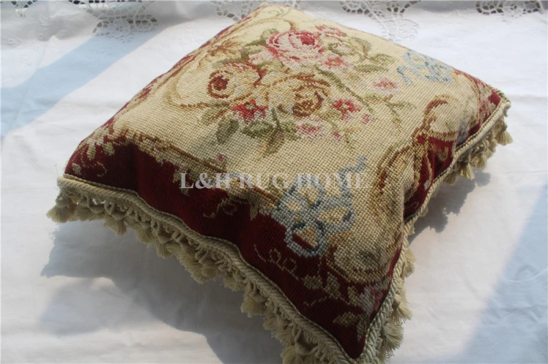 Бесплатная доставка 10 к 16 "х 16" Victroial конструкции ручной работы шерсть игольная Подушка розы подушки без вставок