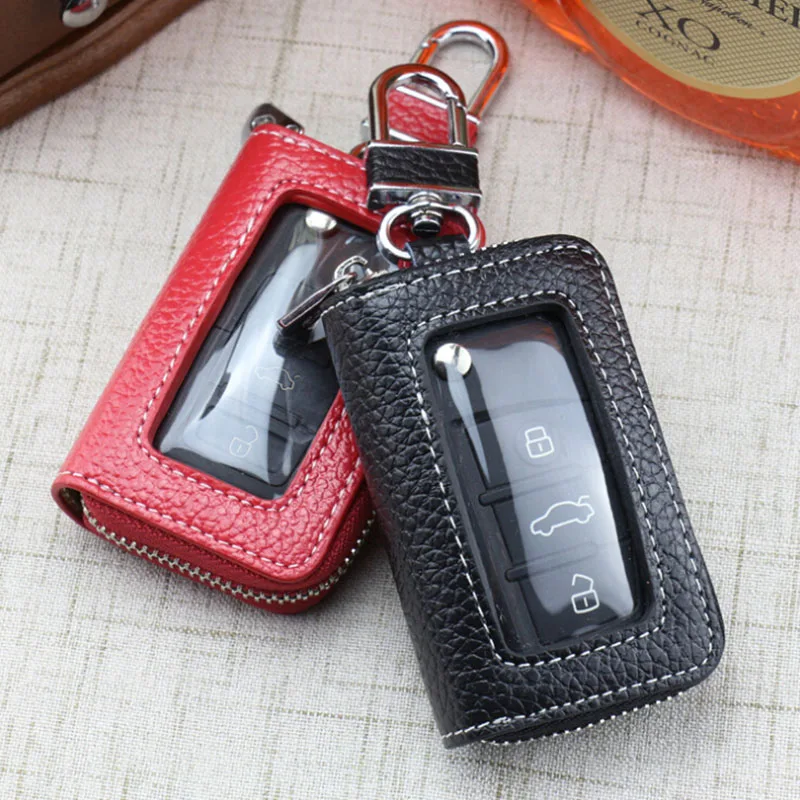 1PC  Multi Function Key Case Men & Women Leather Car Key Bag Wallet Fashion Housekeeper Holders Key Rings