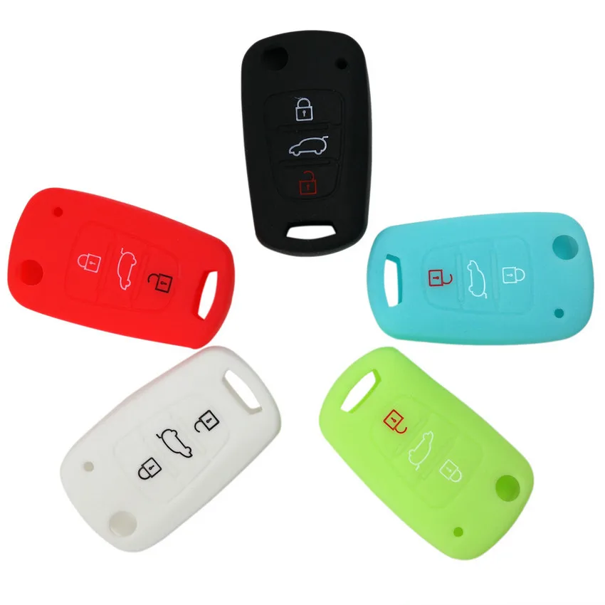 Black Silicone Key Case Cover Remote Key FOB 3 Button for KIA K2 K5 Pro Ceed