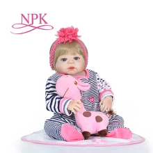 NPK 57 см полный силиконовый корпус Reborn Baby Doll реалистичные мягкие силиконовые возрождается для маленьких девочек прелестный Bebe дети Brinquedos boneca игрушка