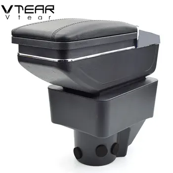 

Vtear For Ford Fiesta car armrest leather arm rest car-styling center console USB interface interior storage box accesssories 18
