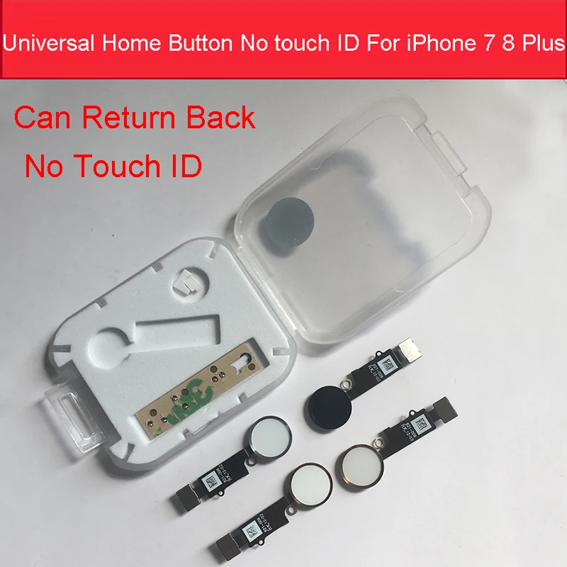 Универсальная домашняя кнопка без сенсорного ID гибкого кабеля для iPhone 7 8 Plus, кнопка возврата домой без отпечатков пальцев, функция touch ID
