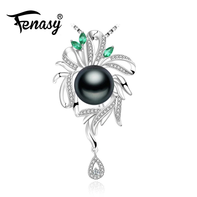 

FENASY Leaf Pearl Brand Jewelry necklaces & pendants Pearl bohemian vintage accessories necklace women sterling silver jewelry