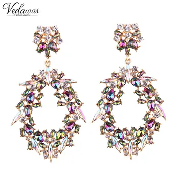 

Vedawas Fashion Muulticolor Crystal Stud Earrings For Women Good Quality Rhinestone Statement Earring Jewelry Wholesale 1753