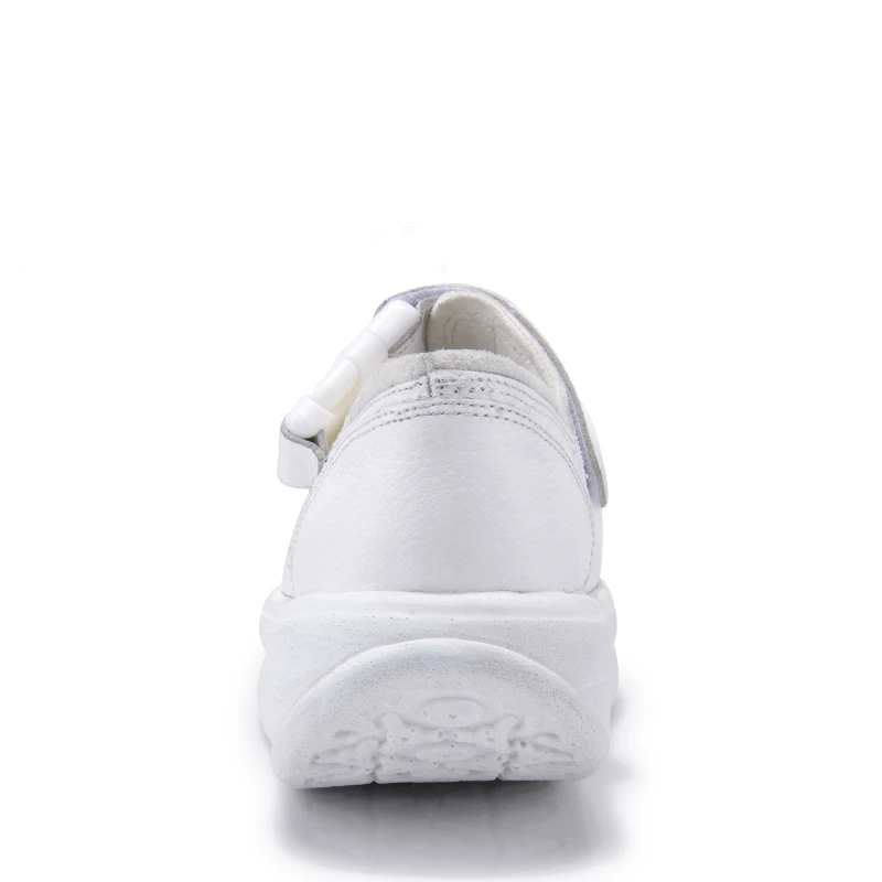 Genuine Leather 4.5CM Women Swing Shoes Thick Soles Wedge Toning Shoes Lacing Slimming Women Sneakers White Nurse