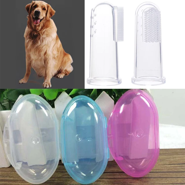 Silicone Pet Finger Toothbrush Super Soft Dog Teeth Clear Rubber Cat Massager Cleaning Tooth Brush Bad Breath Tartar Teeth Care 2