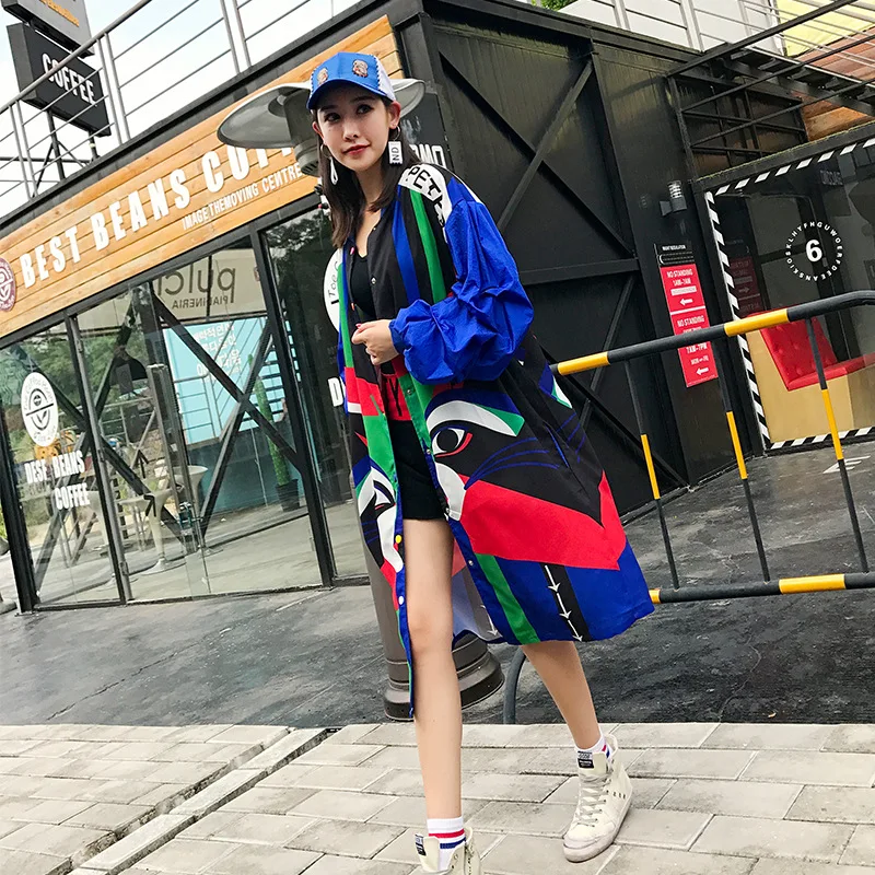 2019 Z Top Brand Thailand Tide Spring Autumn New Color Animal Print Loose Lantern Sleeves Long Coat Wild Women Jacket