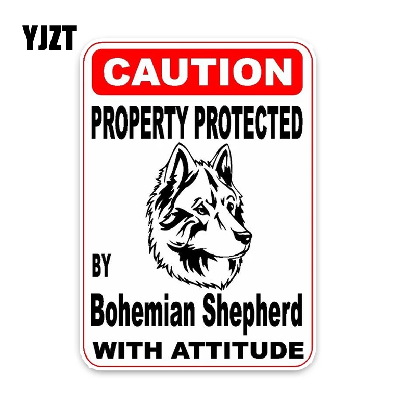 

YJZT 15*11.4CM Property Protected By Bohemian Shepherd Dog Car Decoration Bumper Window Sticker C1-4693