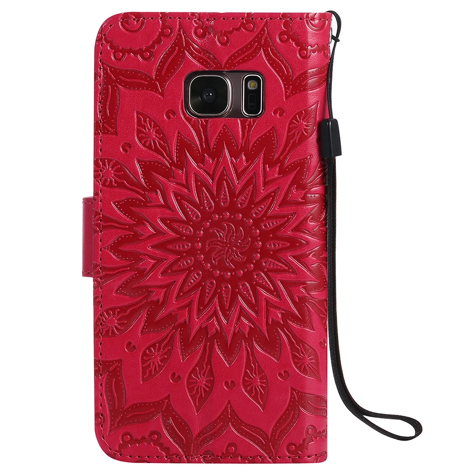 for A5 A3 J1 J3 J5 2016 2017 Prime Case Luxury Flip Wallet Sun flower Phone Back Cover for Samsung Galaxy S6 S7 edge Plus Coque (9)