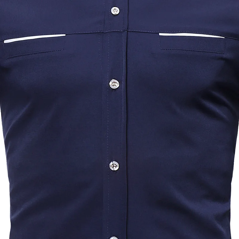 Мужская мягкая рубашка в полоску повседневное Slim Fit контрастного цвета темно синие Кнопка подпушка рубашка мужская классическая рубашка
