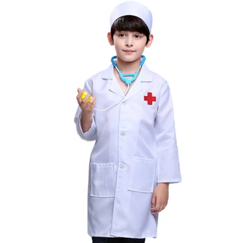 

90/110/130 Cm Children Doctor Enfant Pretend Play Toys Nurse Professional Role Playing Costume Long Sleeve With Doctor+Cap