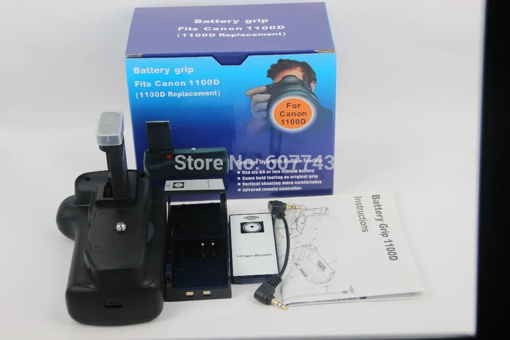 Батарейный блок для камеры Canon EOS 1100D 1200D 1300D 1500D 2000D Rebel T3 T5 T6 T7 + белый ИК пульт