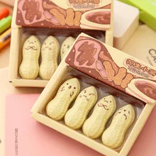 4pcs set or 2pcs set New Cute Kawaii Peanut Rubber Eraser Lovely Cartoon Smile Erasers For