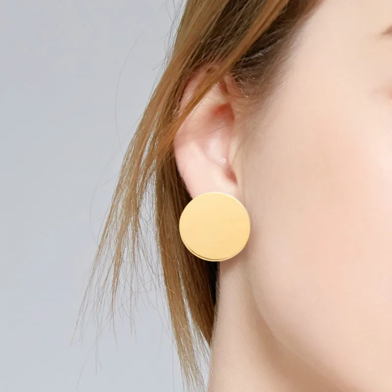 

2019 new fashion exaggerated golden smooth round temperament female earrings wholesale