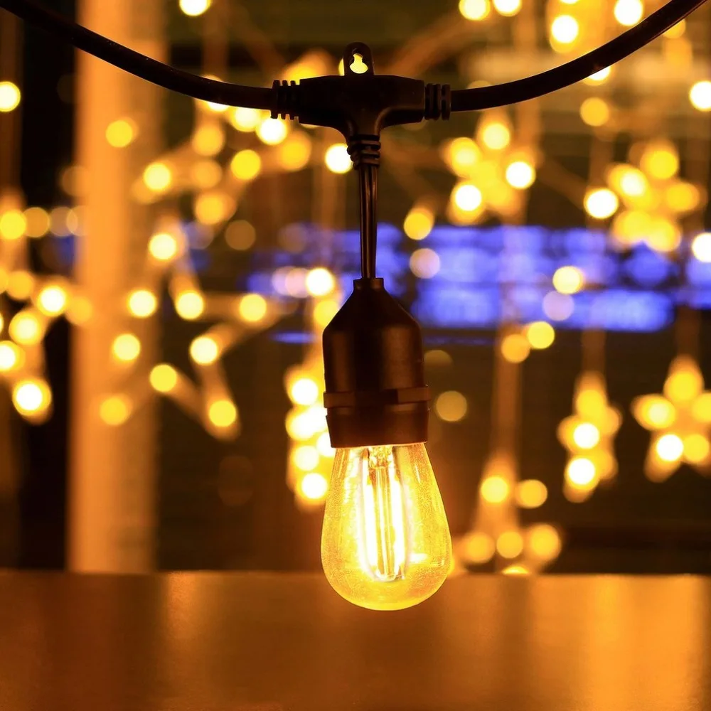 

48FT 15 LED String Lights For Wedding Party Waterproof Garden Lamp Lightweight String Lamp Lawn Patio Decoration US Plug