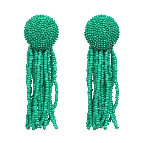 JUJIA 7 видов цветов ZA FALCON серьги с кисточками ручной работы,, серьги с кисточками и бусинами - Окраска металла: green