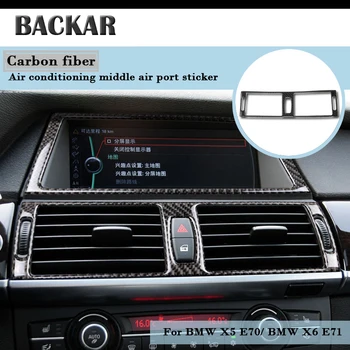 

BACKAR Car Air Panel Outlet Interior Stickers Carbon Fiber Protective Covers For BMW E70 E71 X5 X6 2008-2013 2014 M Accessories