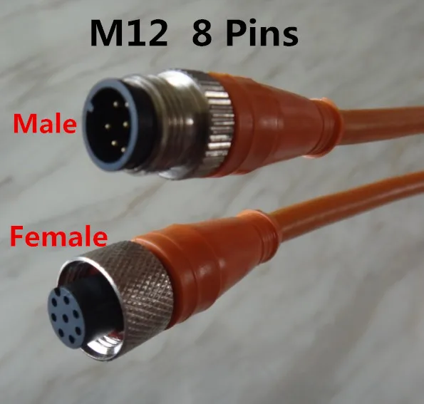 M12* 1,8 провода, 8 pin/core прямой разъем датчика женский и мужской с экранированием провода 2 шт./лот