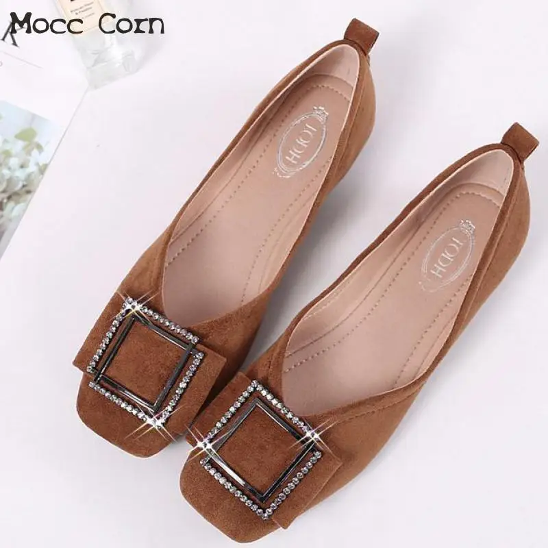 

Suede Women Ballet Flats Shoes Lady Slip On Loafers Crystal Woman Shallow Boat Shoes Spring Summer Casual Female Footwear New