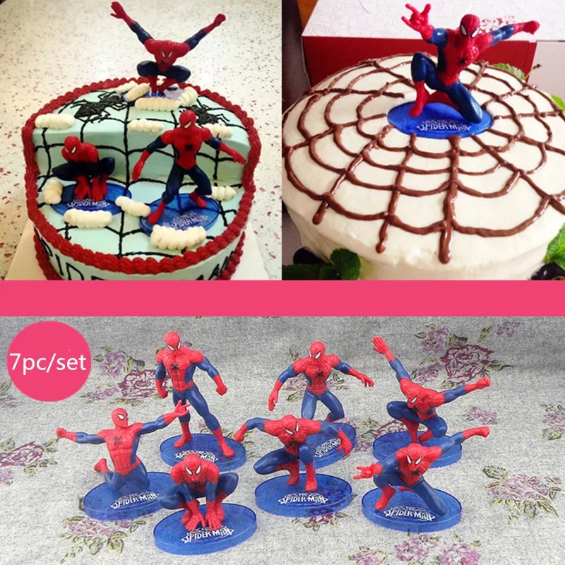 Nouveau 7 Pcs 1 Set Cool Spiderman De Decoration De Gateau Outils Resine Gateau D Anniversaire Decoration Poupee Modele Creative Outils De Cuisson Pour Gateaux Aliexpress