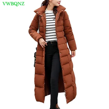 

Winter New Female Slim warm cotton clothing Women long Down cotton jacket imitation fur collar Plus size cotton clothes 3XL A865