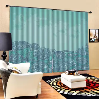 

Green Curtain office Bedroom 3D Window Curtain Luxury living room decorate Cortina flower curtain
