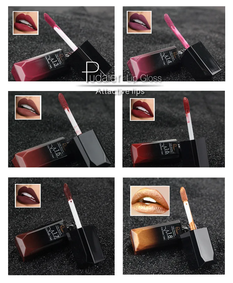 PUDAIER Matte Lipstick Waterproof Nude Velvet Glossy Lip Gloss Lipstick Lip Balm Sexy Red Lip Tint 21 Colors Women Makeup Gift