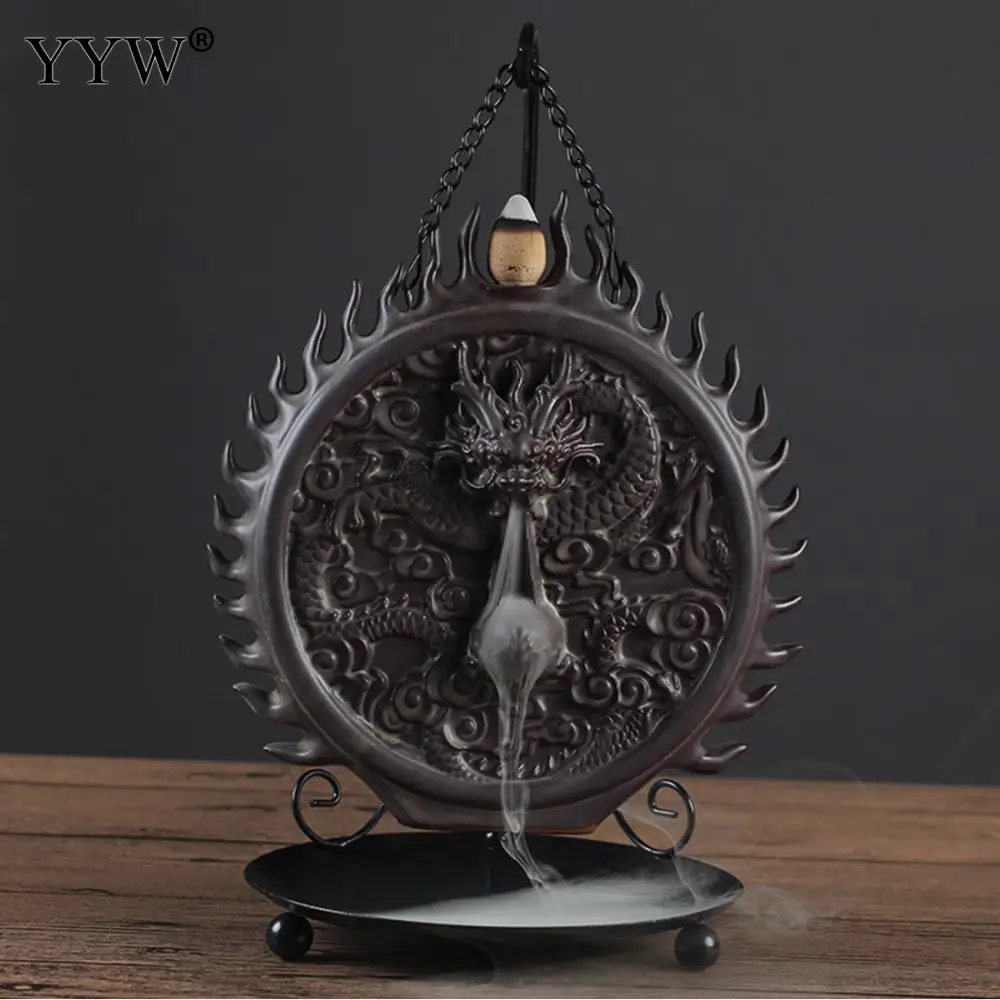 

Black Dragon Incense Burner Backflow Incense Cones Holder Waterfall Censer Aroma White Smoke Burner Dragon Home Decor Incenso