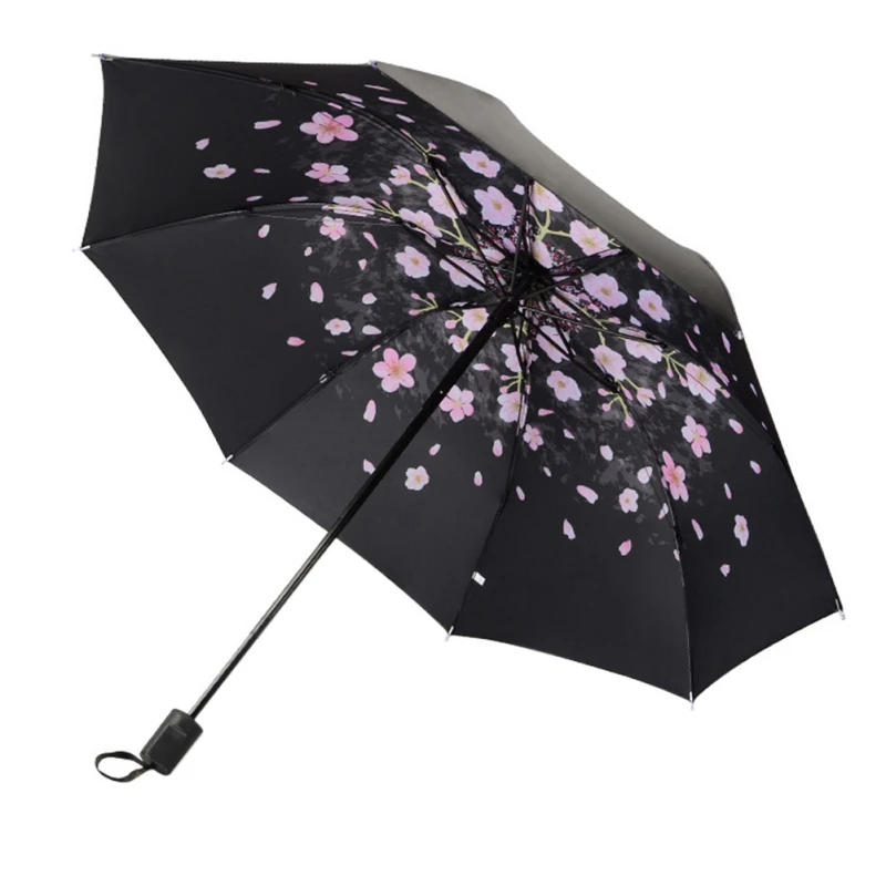 

Anti-UV umbrella female sun protection three fold umbrella custom umbrella Creative cartoon cat dog black plastic umbrella