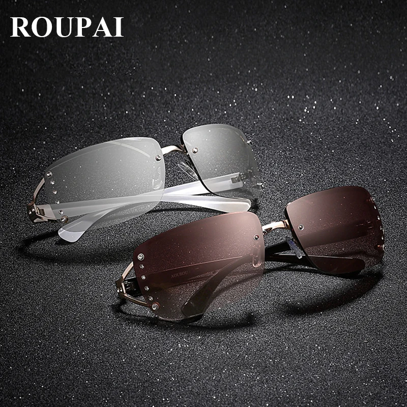 Hot Polarized glasses sunglasses Woman sunglasses retro diamond rimless sunglasses lady vintage sunglasses 100% anti-uv eyewear