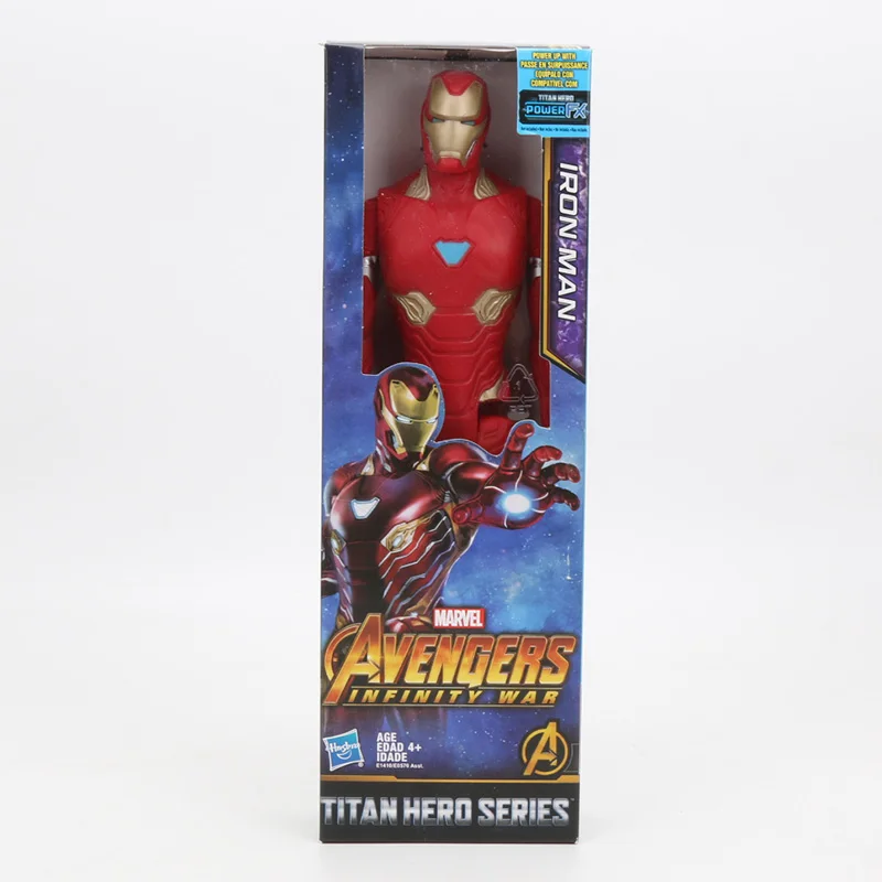 Мстители эндгейм фигурка игрушка Супер Герои Капитан Америка Железный человек Человек-паук Халк Тор Росомаха танос ПВХ фигурка игрушка 30 см - Цвет: new iron man box
